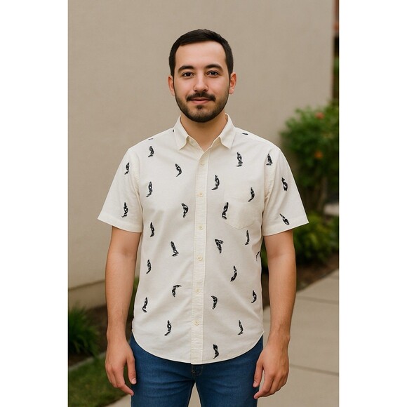 Old Navy White Casual Button Down Shirt Nautical Theme S - Picture 1 of 11